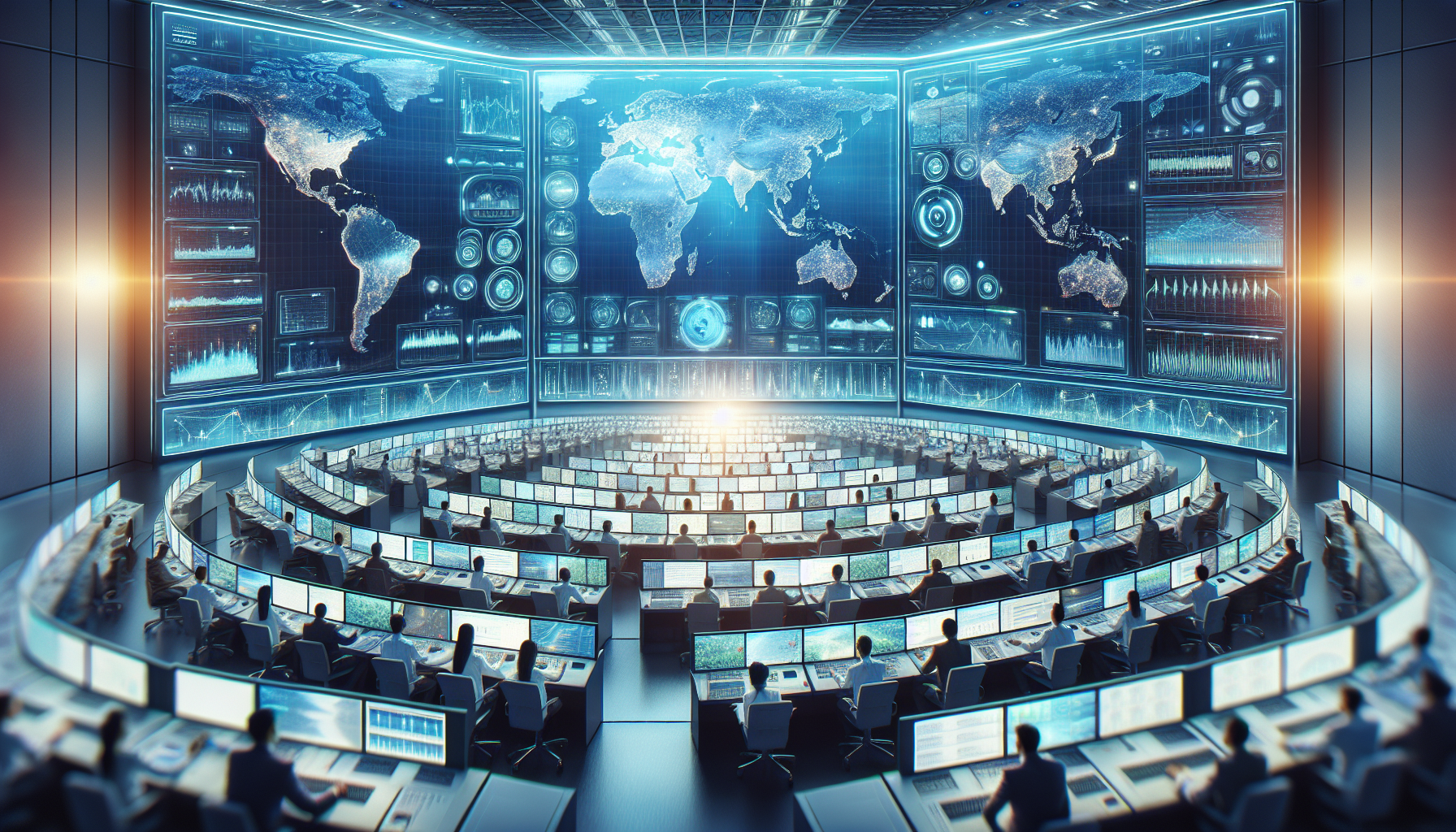 전 세계 제조 시설이 엔비디아의 클라우드 플랫폼에 연결되어 실시간으로 물리 법칙 데이터를 공유하고 학습하는 글로벌 스마트 그리드 인포그래픽