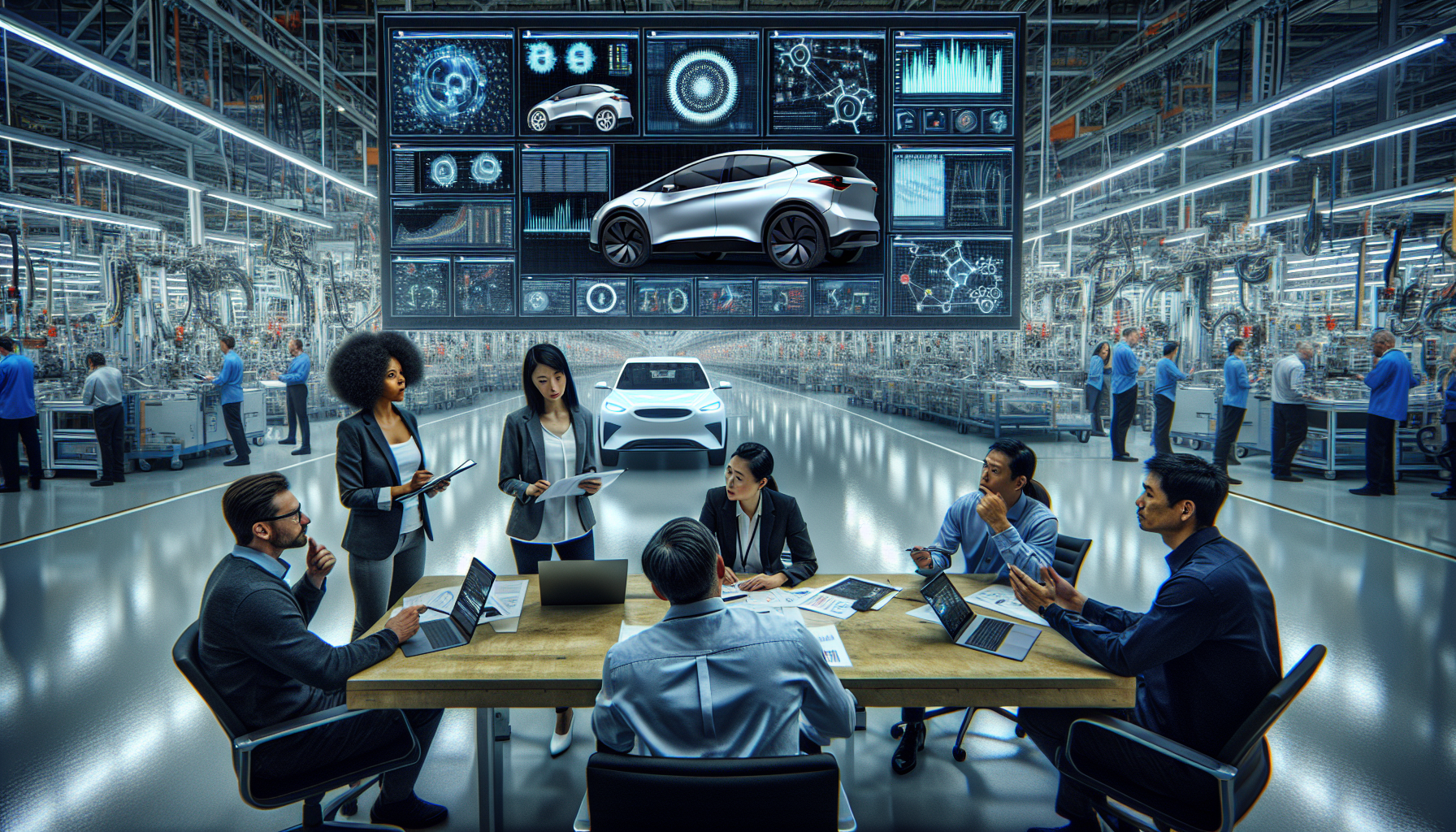 홍콩 증권거래소 전광판에 미니맥스(MiniMax)의 상장 첫날 주가 폭등 그래프가 표시되고 경영진들이 상장 기념 타종을 하는 모습