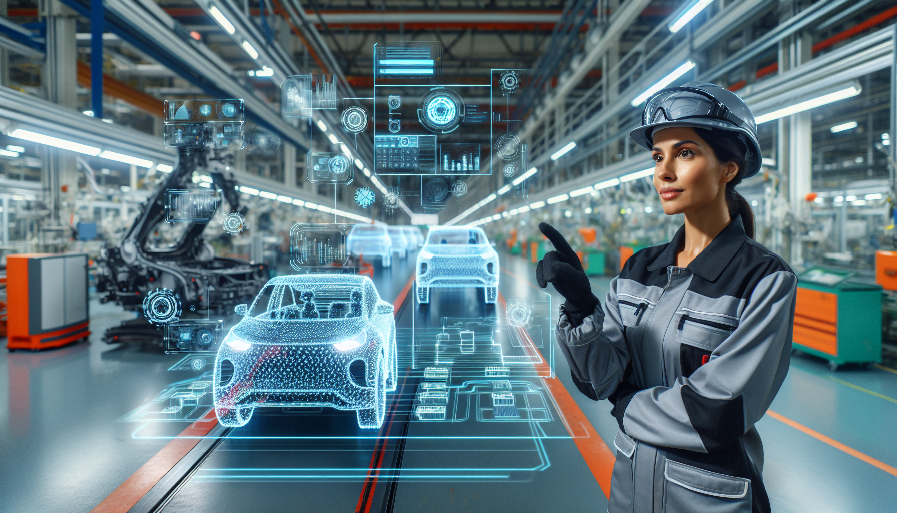 보쉬의 물류 자동화 현장에서 AI 기반 자율 이동 로봇(AMR)들이 최적화된 경로로 물품을 운송하며 작업 효율을 극대화하는 장면