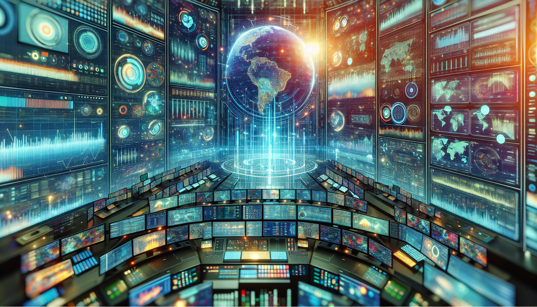 미래형 병원 내부에서 AI가 실시간으로 환자의 바이탈 데이터를 분석하고 의료진에게 처방 보조(CDSS) 정보를 전달하는 지능형 의료 환경 모식도